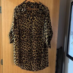 Torrid Leopard Print sheer Button-Up tunic